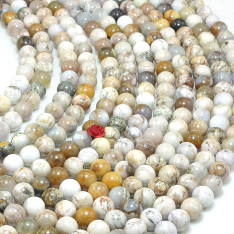 YesBeads Natural Smoky Dendritic Opal smooth round beads gemstone wholesale jewelry 15"