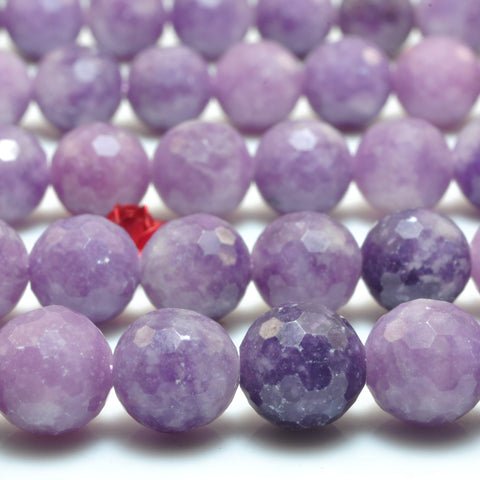 Natural Purple Lepidolite faceted round loose beads wholesale gemstone for jewelry making DIY