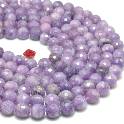 Natural Purple Lepidolite faceted round loose beads wholesale gemstone for jewelry making DIY