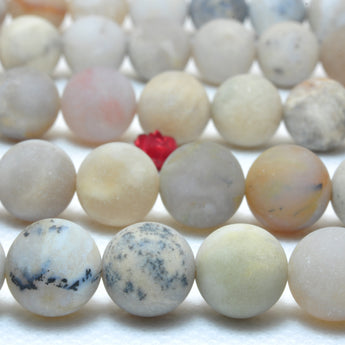 YesBeads Natural Ocean Fossil Coral Agate matte round loose beads wholesale gemstone jewerly 15"