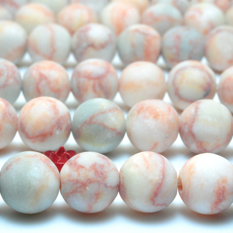 Natural Red Spider Web bandedJasper matte round beads wholesale marble gemstone for jewelry making