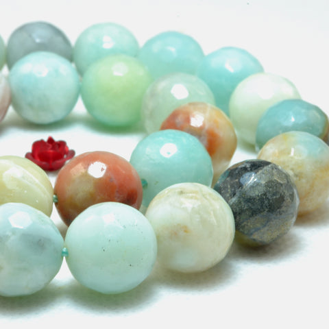 YesBeads Natural Amazonite multicolor faceted round beads wholesale gemstone jewelry making