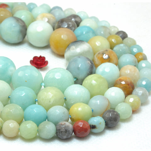 YesBeads Natural Amazonite multicolor faceted round beads wholesale gemstone jewelry making