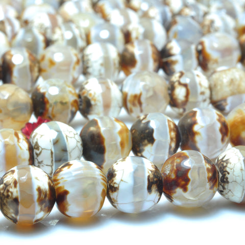 YesBeads Tibetan Agate OneLine Dzi agate faceted round beads wholesale gemstone jewelry making