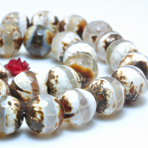 YesBeads Tibetan Agate OneLine Dzi agate faceted round beads wholesale gemstone jewelry making