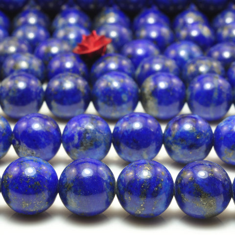 YesBeads Natural Lapis Lazuli smooth round loose beads wholesale gemstone jewelry making 15''