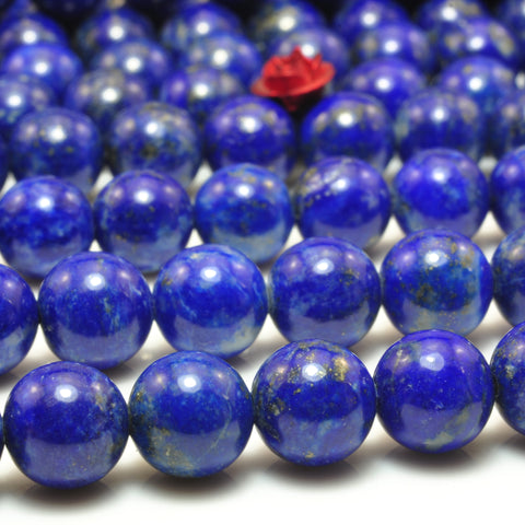 YesBeads Natural Lapis Lazuli smooth round loose beads wholesale gemstone jewelry making 15''
