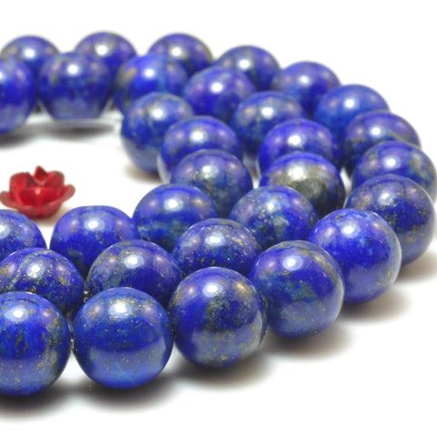 YesBeads Natural Lapis Lazuli smooth round loose beads wholesale gemstone jewelry making 15''