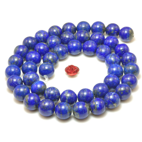 YesBeads Natural Lapis Lazuli smooth round loose beads wholesale gemstone jewelry making 15''