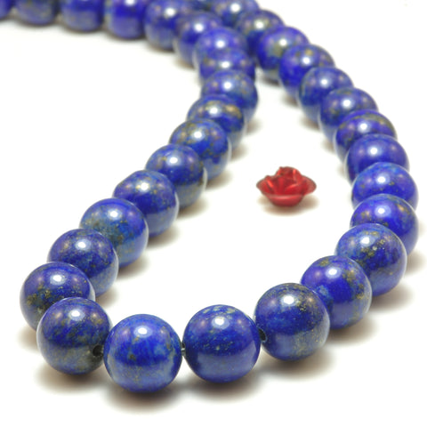 YesBeads Natural Lapis Lazuli smooth round loose beads wholesale gemstone jewelry making 15''