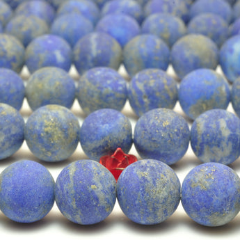 YesBeads natural blue Lapis Lazuli matte loose round beads wholesale gemstone jewelry making 15''