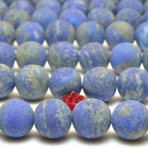 YesBeads natural blue Lapis Lazuli matte loose round beads wholesale gemstone jewelry making 15''