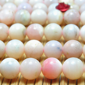 YesBeads Natural Pink Opal smooth round loose beads wholesale gemstone jewelry 15"