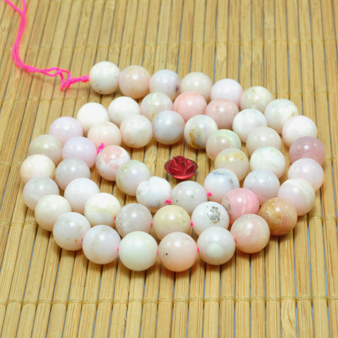YesBeads Natural Pink Opal smooth round loose beads wholesale gemstone jewelry 15"