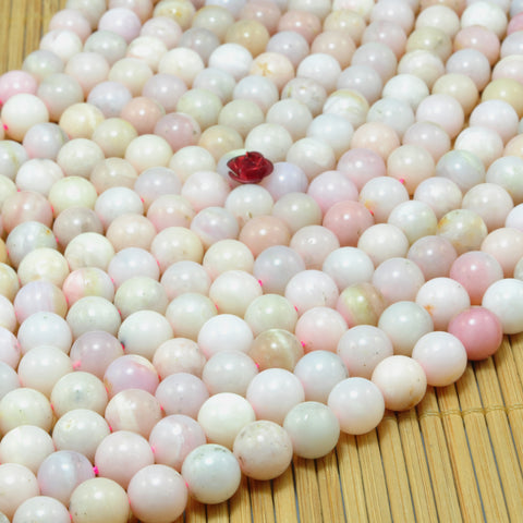 YesBeads Natural Pink Opal smooth round loose beads wholesale gemstone jewelry 15"