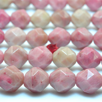 YesBeads Natural Pink Rhodonite diamond faceted round loose beads wholesale gemstone jewelry