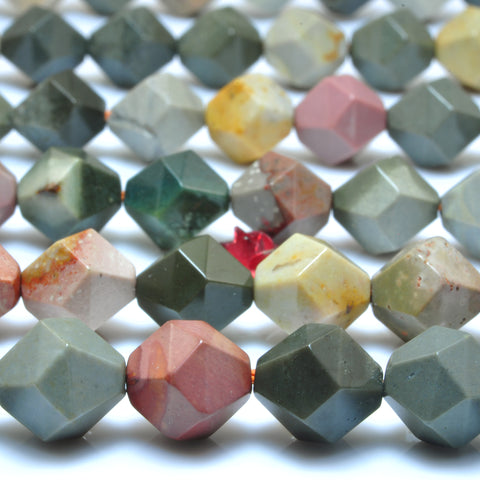 YesBeads Natural Polychrome Jasper stone star cut faceted nugget beads wholesale gemstone jewelry