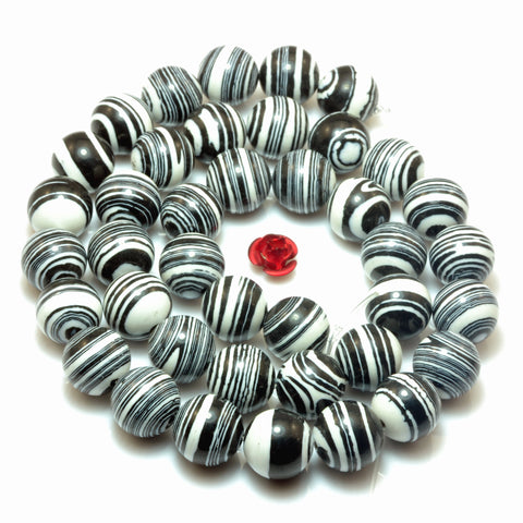 Zebra Stone Synthetic beads black and white smooth round gemstone for wholesale jewelry making 15"