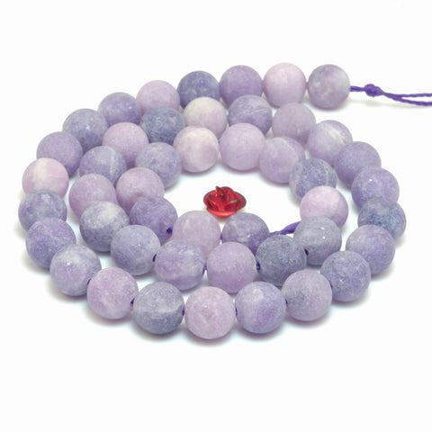 Natural Lilac Purple Quartz stone matte round loose beads wholesale gemstone jewelry making 15"