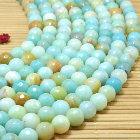 Natural Amazonite multicolor stone faceted round loose beads wholesale gemstone jewelry