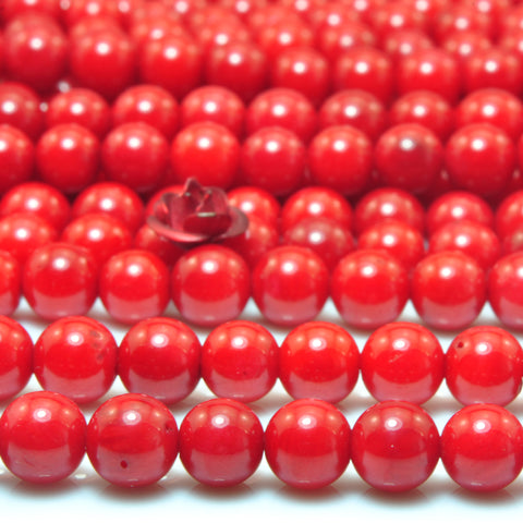 YesBeads Red Coral smooth round loose beads wholesale gemstone jewelry making
