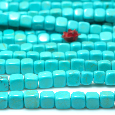 YesBeads Blue Turquoise smooth cube loose beads wholesale gemstone wholesale jewelry  15"