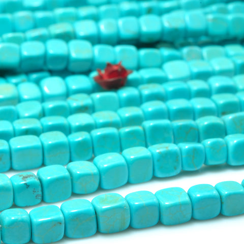 YesBeads Blue Turquoise smooth cube loose beads wholesale gemstone wholesale jewelry  15"