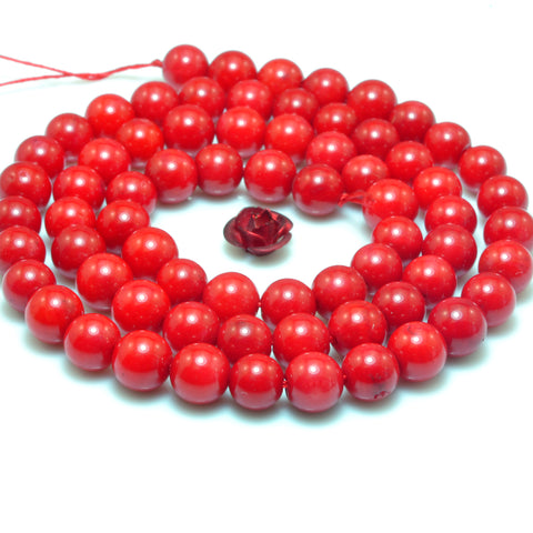 YesBeads Red Coral smooth round loose beads wholesale gemstone jewelry making