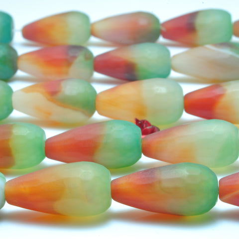 YesBeads Rainbow Agate matte and faceted teardrop beads wholesale gemstone jewelry making