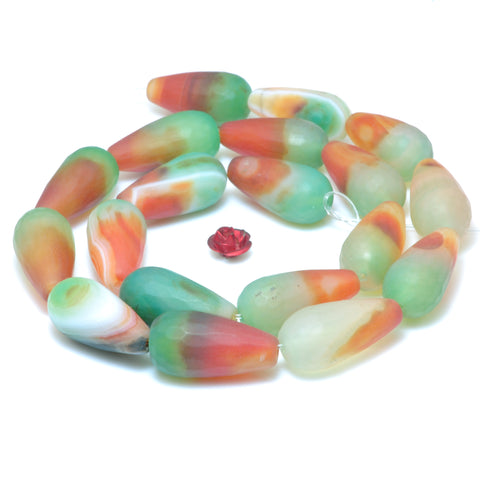 YesBeads Rainbow Agate matte and faceted teardrop beads wholesale gemstone jewelry making