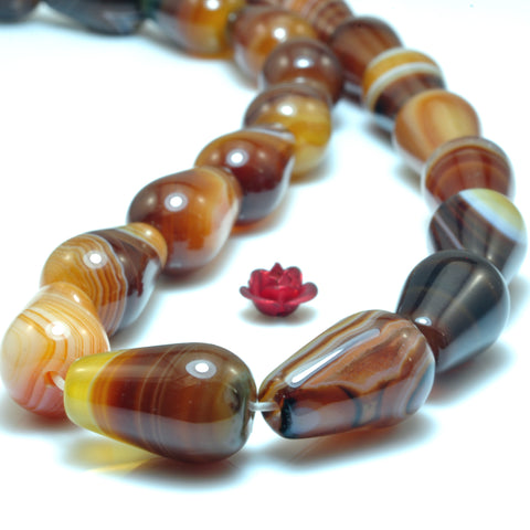 YesBeads Natural Brown Banded Agate smooth teardrop beads wholesale gemstone jewelry making