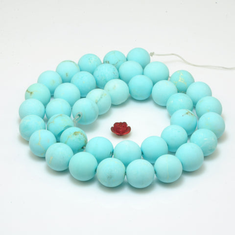 YesBeads Blue Turquoise matte round loose beads wholesale gemstone jewelry making