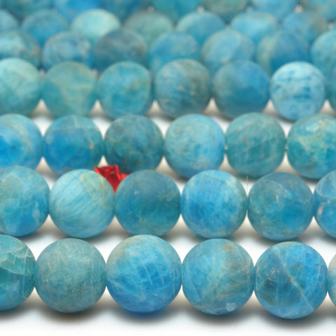 YesBeads Natural Blue Apatite matte loose round beads wholesale gemstones jewelry 15"