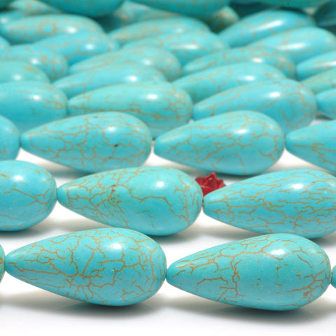 Chinese Green Turquoise smooth teardrop beads wholesale gemstone jewelry 15"