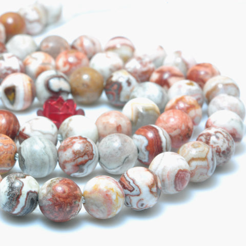 Natural Red Crazy Lace Agate smooth round beads gemstone wholesale 15"
