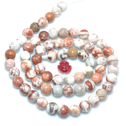 Natural Red Crazy Lace Agate smooth round beads gemstone wholesale 15"
