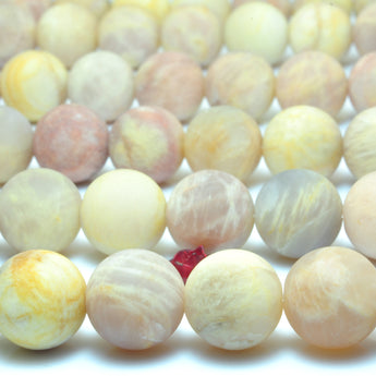 YesBeads Natural Yellow Sunstone matte round loose beads wholesale gemstone jewelry making 15"