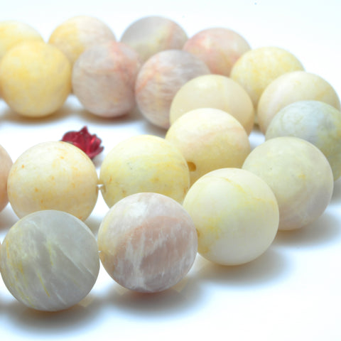 YesBeads Natural Yellow Sunstone matte round loose beads wholesale gemstone jewelry making 15"