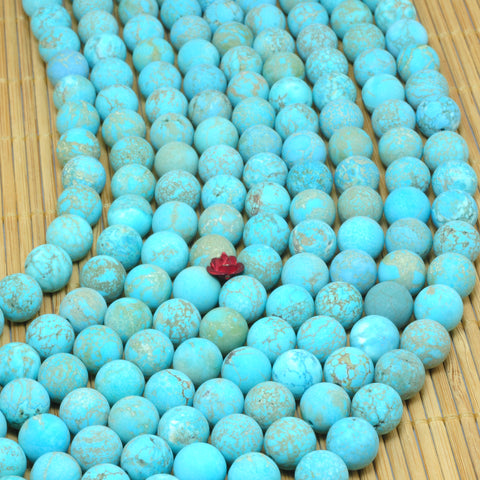 Green Turquoise matte round loose beads wholesale gemstone jewelry making 15"