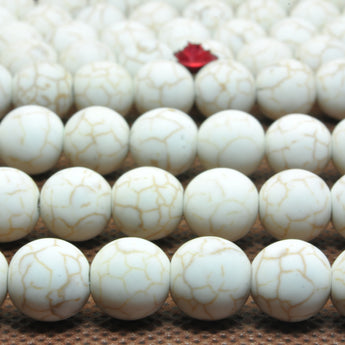 White Turquoise synthetic matte round loose beads gemstone wholesale jewelry making bracelet necklace diy