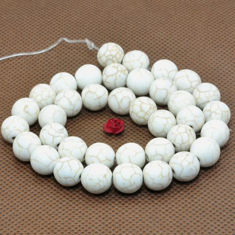 YesBeads White Turquoise synthetic matte round loose beads wholesale jewelry making