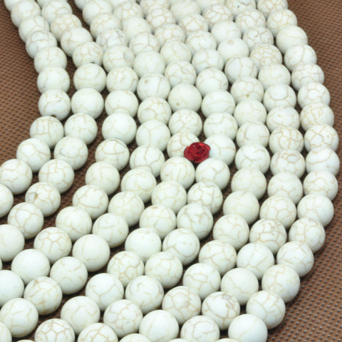 YesBeads White Turquoise synthetic matte round loose beads wholesale jewelry making