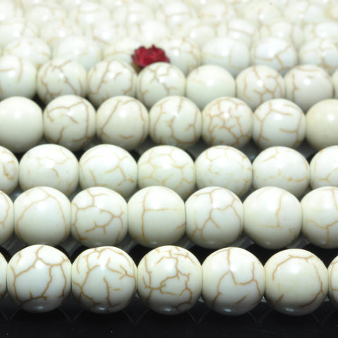 YesBeads White turquoise synthetic smooth round loose beads wholesale jewelry making
