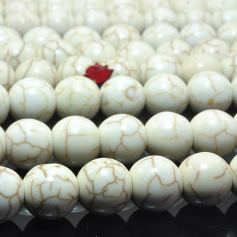 White turquoise synthetic smooth round loose beads gemstone wholesale jewelry making bracelet necklace diy