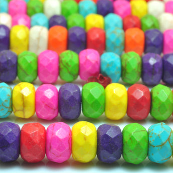 YesBeads Chinese Turquoise mixed color faceted rondelle Synthetic beads wholesale jewelry
