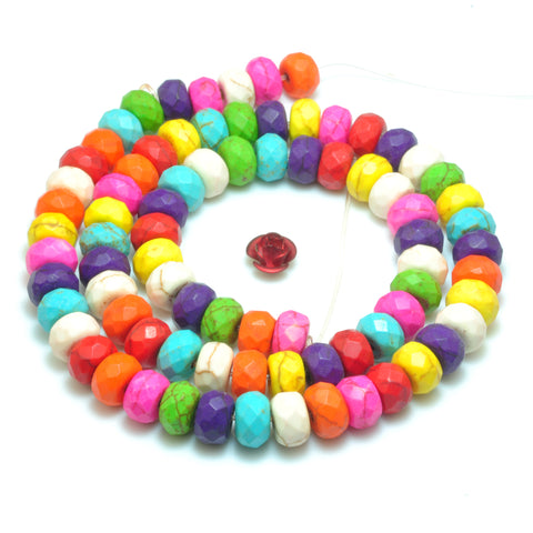 YesBeads Chinese Turquoise mixed color faceted rondelle Synthetic beads wholesale jewelry