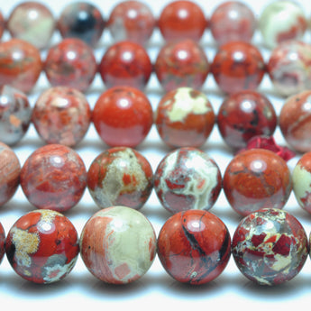 YesBeads Natural Red Brecciated Jasper smooth round loose beads gemstone wholesale jewelry making 15"