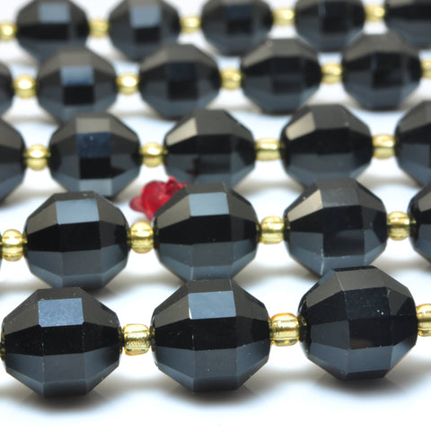 YesBeads Black Onyx faceted double terminated point beads wholesale gemstone jewelry 15"