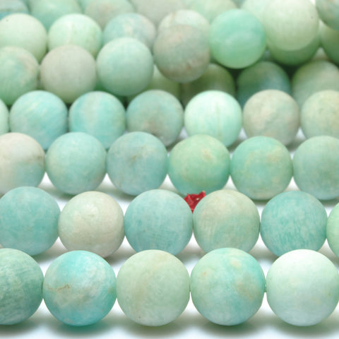 YesBeads Natural Amazonite matte round loose beads wholesale gemstone jewelry 15"