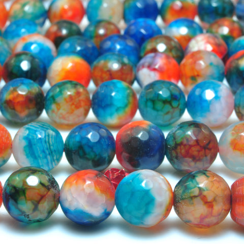 YesBeads Rainbow fire agate faceted round beads wholesale gemstone jewelry